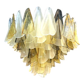Venetian Amber and Fumè Multicolor “Rondini” Murano Glass Chandelier For Sale