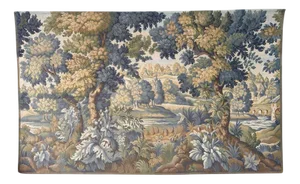 Large Vintage French Aubusson Style Jacquard Tapestry Classic Verdure, 1970s