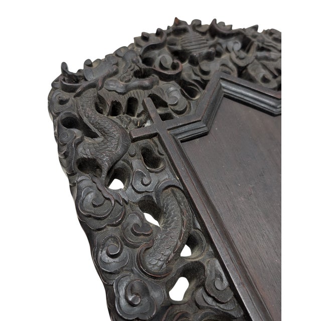 Japanese Antique Japanese Carved Wood Dragon & Fish Frame For Sale - Image 3 of 6