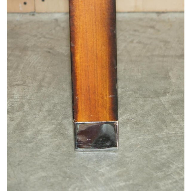 Chrome Tipped X Framed Console Table in Beech and Glass For Sale - Image 5 of 15