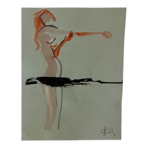 Hidden From View #2 Gesture Figurative Mixed Media Painting on Paper