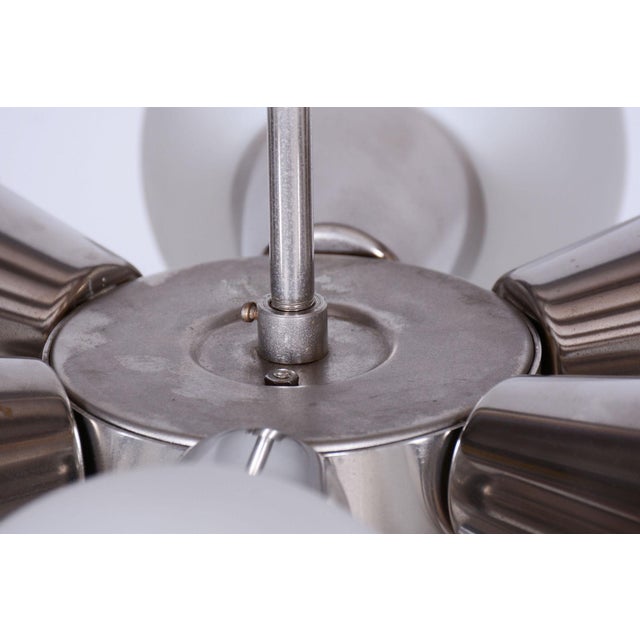 Mid-Century Modern Mid-Century Czech Chandelier in Chrome and Glass attributed to Kamenický Šenov, 1970s For Sale - Image 3 of 9