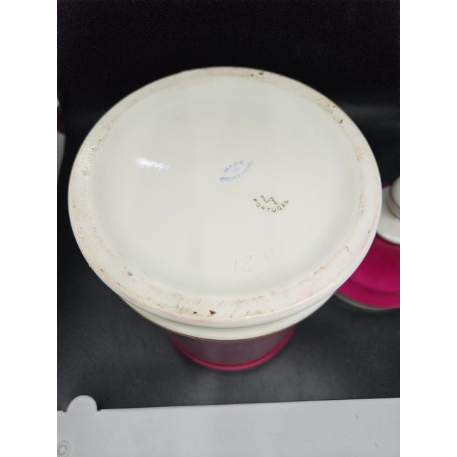 Antique Hand-Painted Portugal Porcelain Apothecary For Sale - Image 4 of 4