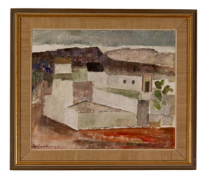 Josef Sandberg, Houses, 1960s, Oil on Panel, Framed