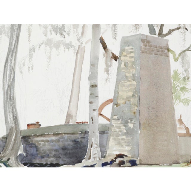 Stone Monument by Joseph Yeager (early-mid 20th Century) on heavy bond watercolor paper with ragged edges. No frame....