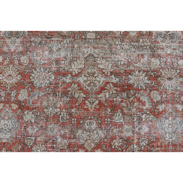 Tribal Distressed Antique Persian Sultanabad Rug in Wool With Floral Design 10'2 X 16'6 For Sale - Image 3 of 18