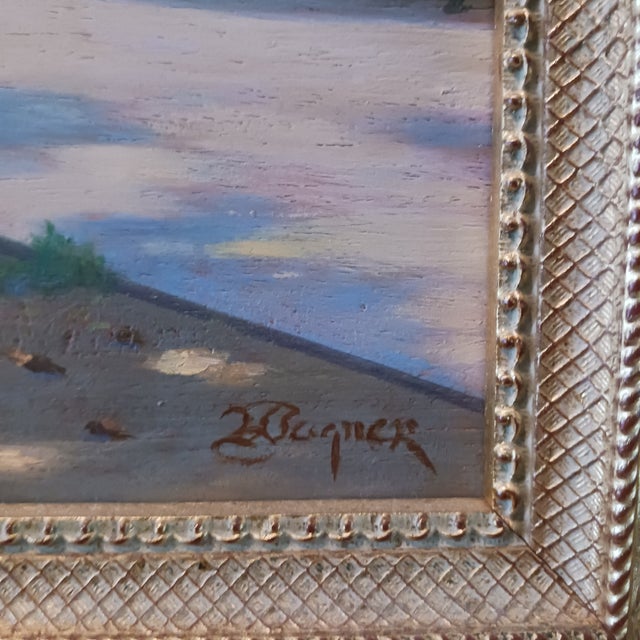 Realism 1990s Thomas Wagner Park Near the Flat Iron Building Nyc - Oil on Mahogany Panel For Sale - Image 3 of 6