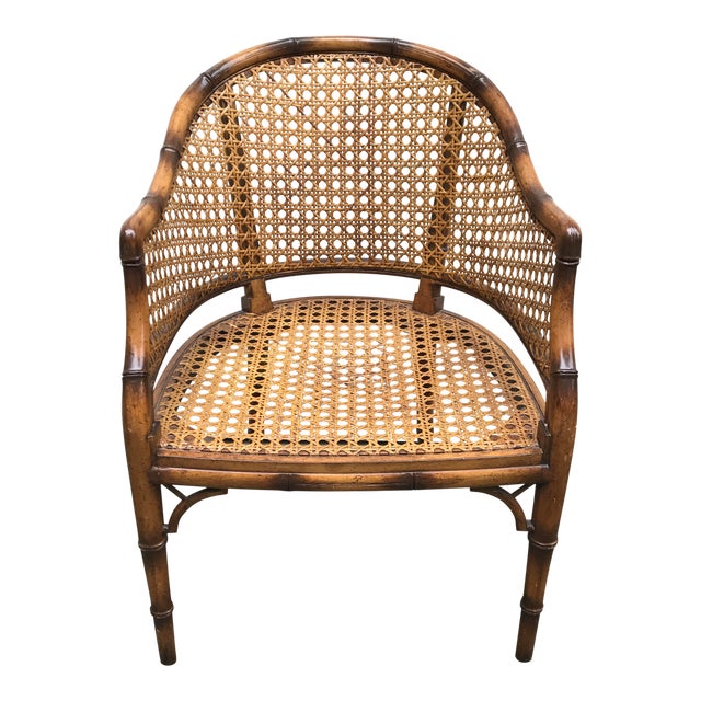 Faux Bamboo with Caning Accent Chair Chairish