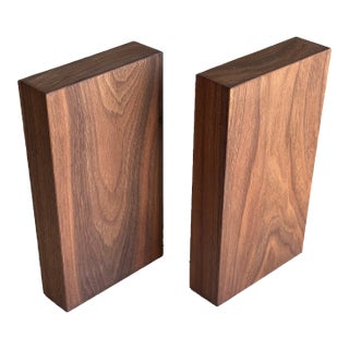 Mid-Century Walnut Wood Book Ends For Sale