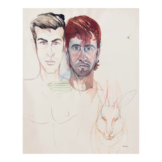 1980s Randy Ballano Portrait of Men and Rabbit For Sale