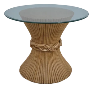 McGuire by Baker Bamboo Base Beveled Glass Top Center or Dining Table