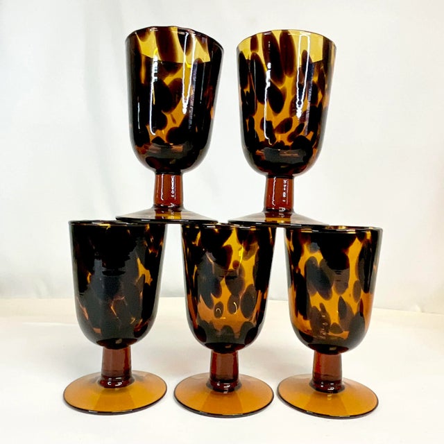 Mid-Century Modern Cinco De Mayo - Mid-Century Hollywood Regency Murano Water Goblets - Set of 10. For Sale - Image 3 of 10