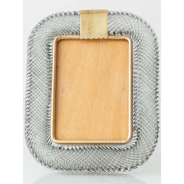 Gold Murano Glass and Brass Picture Frame in Smoke Grey Fumé Torchon from Barovier & Toso For Sale - Image 8 of 15