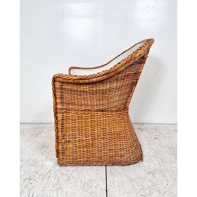 Vintage Wicker Works Style Arm Chair For Sale In Tampa - Image 6 of 8
