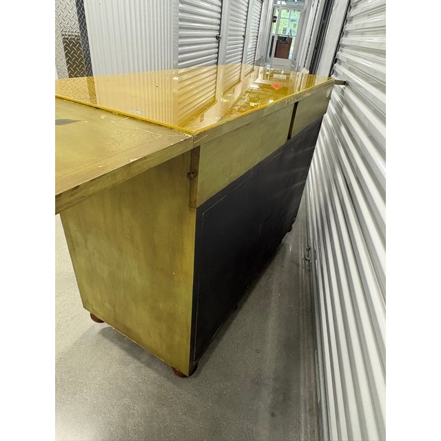 Olive Vintage Solid Wood Hand Painted Wine Bar Cabinet Freestanding Counter Kitchen Island For Sale - Image 8 of 10