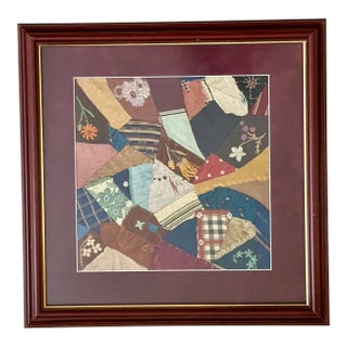 Antique Crazy Quilt Panel For Sale