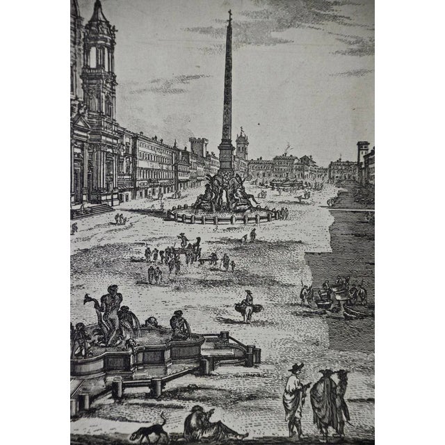 Printmaking Materials 18th Century Etching of the Ancient Piazza Navona in Rome by Barbault, 1762 For Sale - Image 7 of 7
