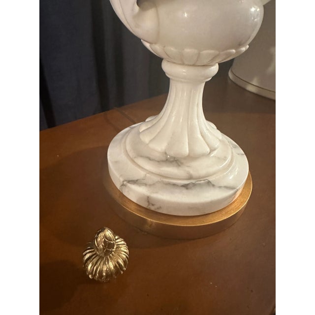 The Marbro Lamp Company Vintage Marbro Alabaster Rams Head Lamp For Sale - Image 4 of 12