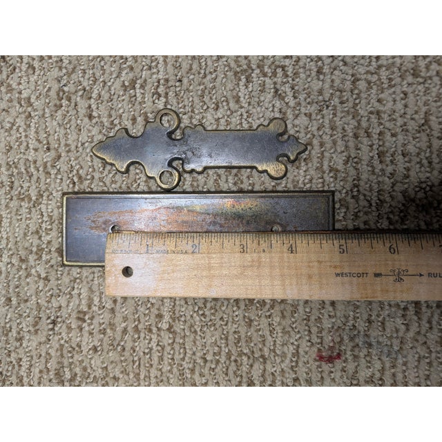 Vintage Brass Cabinet Drawer Backplates & Ornate Escutcheon Pull Plates, 12 Pc Set For Sale - Image 4 of 7