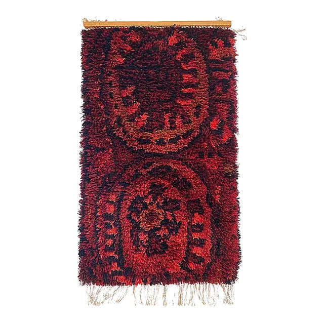 Mid-Century Danish Modern Rya Wool Tapestry Wall Hanging 1960s For Sale
