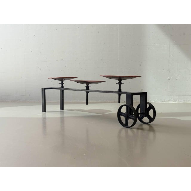 Industrial Bench with Adjustable Leather Seats by Kare Design, 2000s For Sale - Image 12 of 16