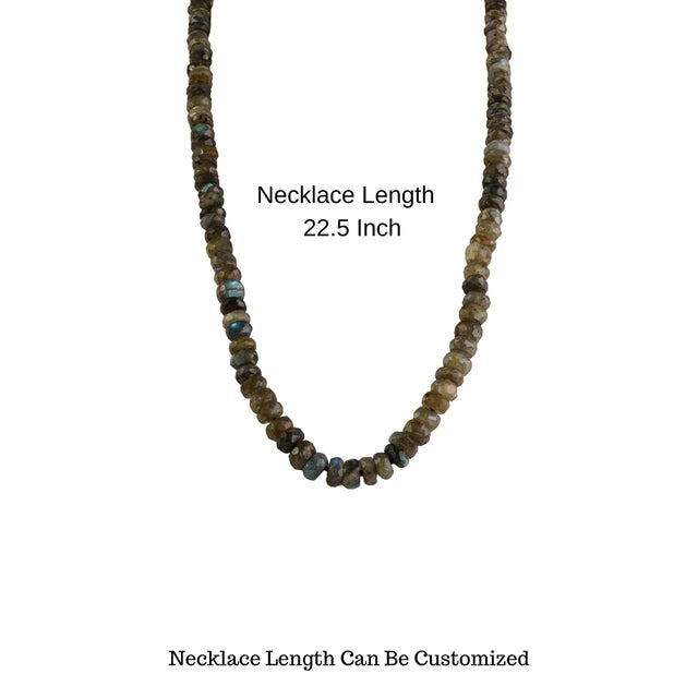 Dramatic Matinee Length 295 Ct Natural Labradorite Rondelle Beaded Necklace, 22.5" For Sale - Image 10 of 14