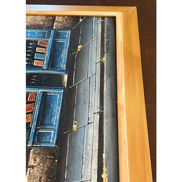 Paris Storefronts Original Oil Painting, Vintage Wood Frame For Sale - Image 9 of 16