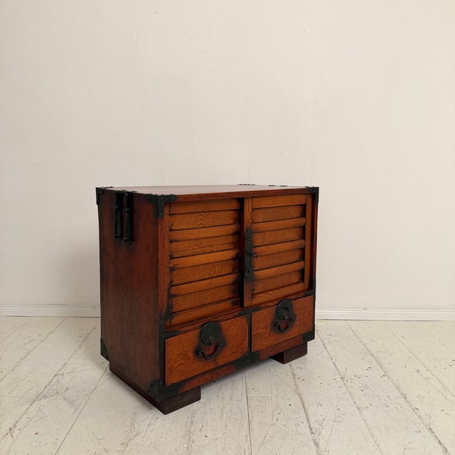 Vintage Japanese Choba Tansu Chest with Original Iron Hardware, 1920 For Sale - Image 11 of 15
