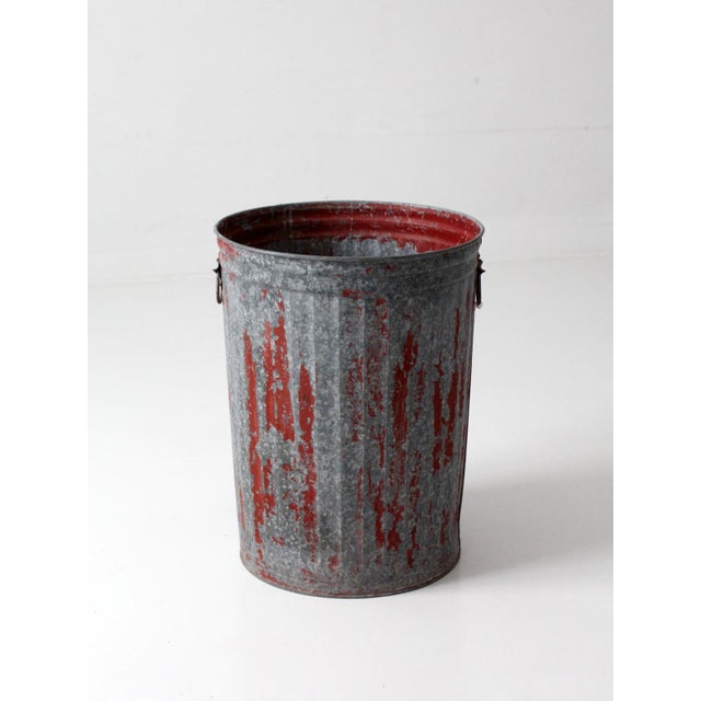 Red Antique Galvanized Utility Can With Red Paint For Sale - Image 8 of 17