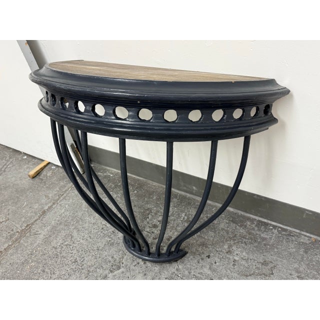 Traditional Restoration Hardware Hayrack Cast Iron Demilune Console Table For Sale - Image 3 of 12