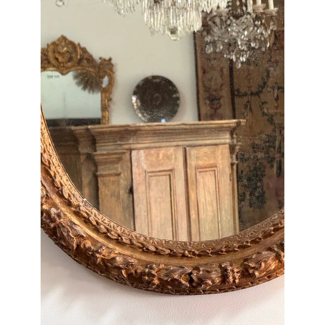 Finely Carved Louis XIV Period Oval Mirror, 18th Century For Sale - Image 4 of 4