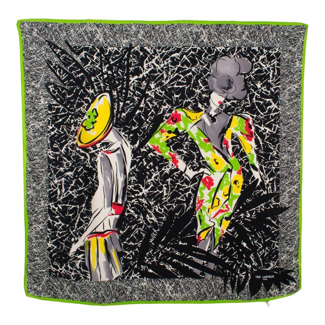 Ted Lapidus Silk Scarf Multicolor Fashion Models Print For Sale