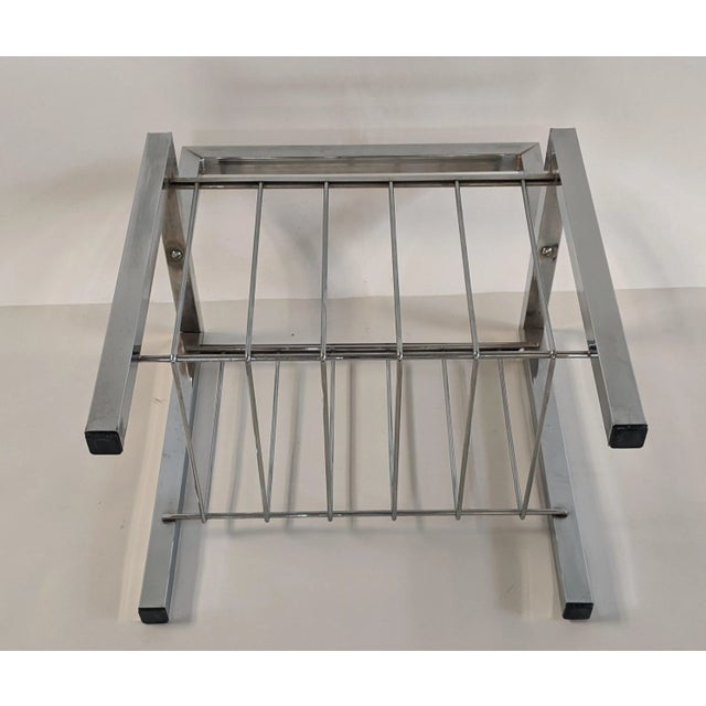 Milo Baughman 1970s Milo Baughman Chrome Magazine Rack Holder For Sale - Image 4 of 6