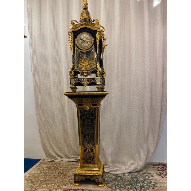 1960s French Louis XV Grandfather Clock Luxury Longcase Clock with Pedestal For Sale - Image 4 of 5
