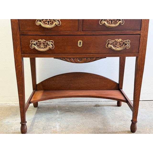 Brown Antique Victorian Slant Front Carved Secretary For Sale - Image 8 of 16