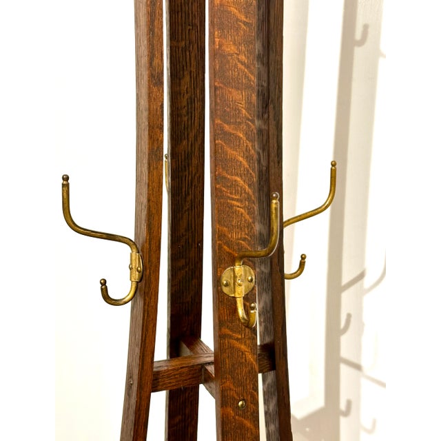 American Early 1900s Antique Mission Oak Coat Hanger/Umbrella Stand For Sale - Image 3 of 5
