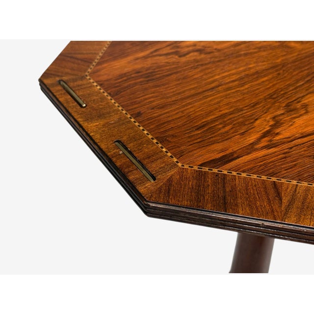 Wood Baker Furniture, Tilt-Top End Table, Mahogany, Rosewood, Brass, Usa, 1970s For Sale - Image 7 of 12