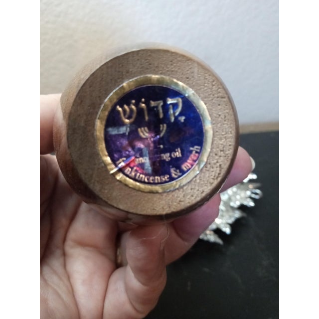 Mid-Century Modern Judaica Holy Frankincense & Myrrh Anointing Oil Myrtle Wood Dispenser W/ Ceramic Stopper For Sale - Image 3 of 7