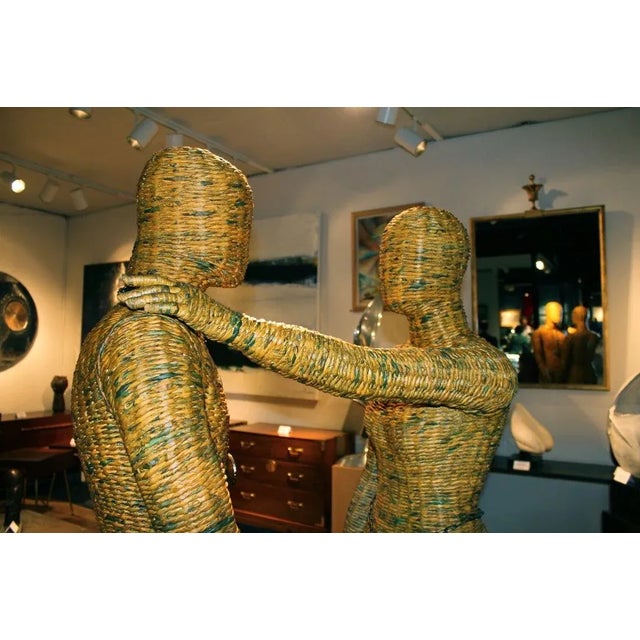 Folk Art Rolled Newspaper Family by Fernandez For Sale - Image 3 of 11