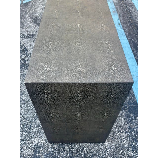 1980s 1980s Vintage Modern Faux Shagreen Console Table - Karl Springer Style For Sale - Image 5 of 8