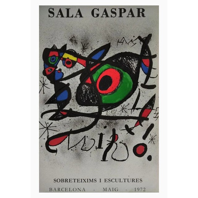 Paper Joan Miro, Sala Gaspar: Sobreteixims i escultures, 1972, Lithograph, Framed For Sale - Image 7 of 7