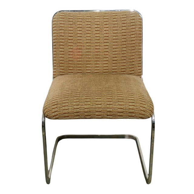 Mid-Century Modern Mid Century Modern Upholstered Chrome Cantilever Dining Chairs- A Pair For Sale - Image 3 of 7