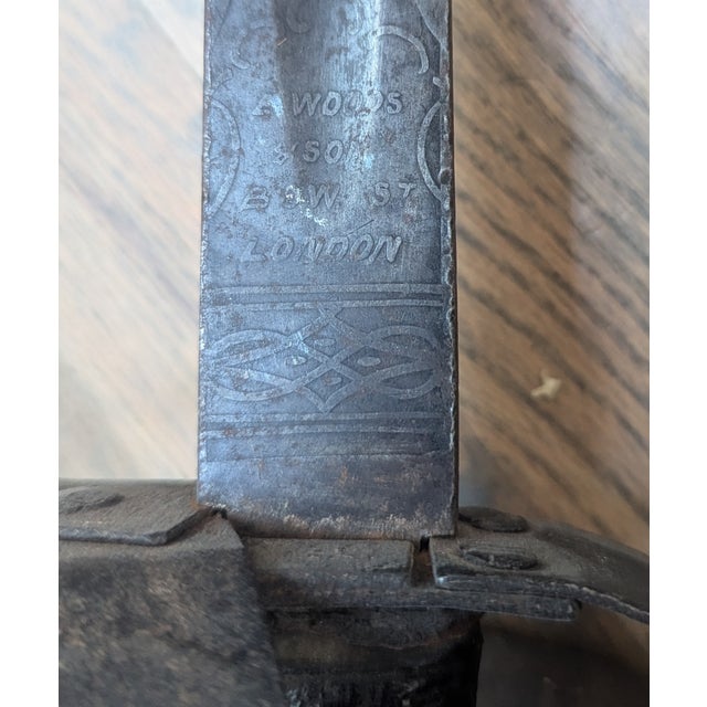 Rare Antique Basket-Handled Cutlass Pair (1865 E. Woods and Sons) For Sale - Image 11 of 11