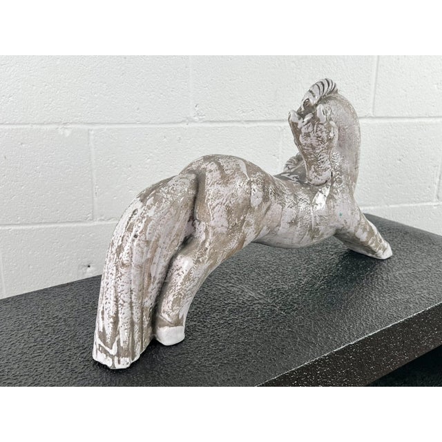 French French Enameled Terracotta Horse Sculpture, Circa 1940 For Sale - Image 3 of 8