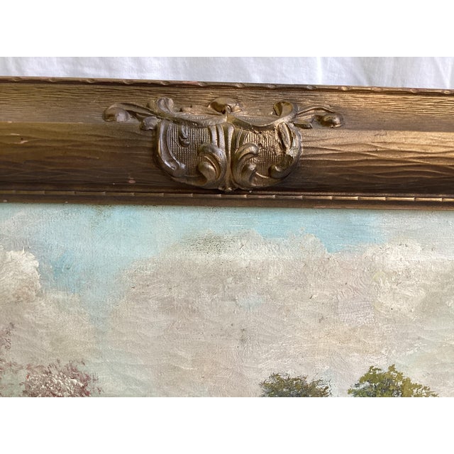 Early 20th Century Early 20th Century Large Landscape With Cherry Blossoms Painting on Canvas Signed M.P.Chin, Framed For Sale - Image 5 of 9