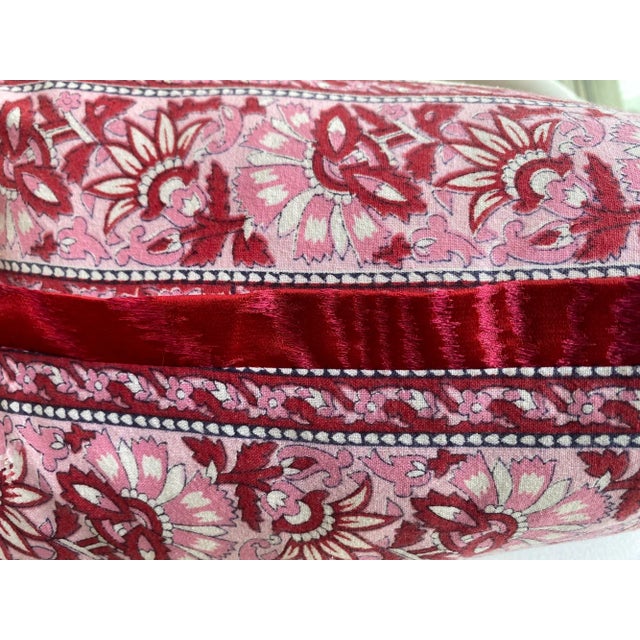 Traditional Vintage Pink & Red Mughal-Inspired Throw Pillow Cover For Sale - Image 3 of 3