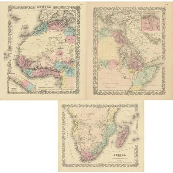 Antique Maps of Africa by Colton, 1855, Set of 3 For Sale - Image 5 of 5