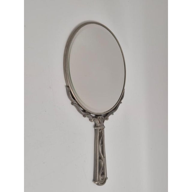 Swedish Grace Hand Mirror in Pewter with Decor, Sweden, 1937 For Sale - Image 6 of 9