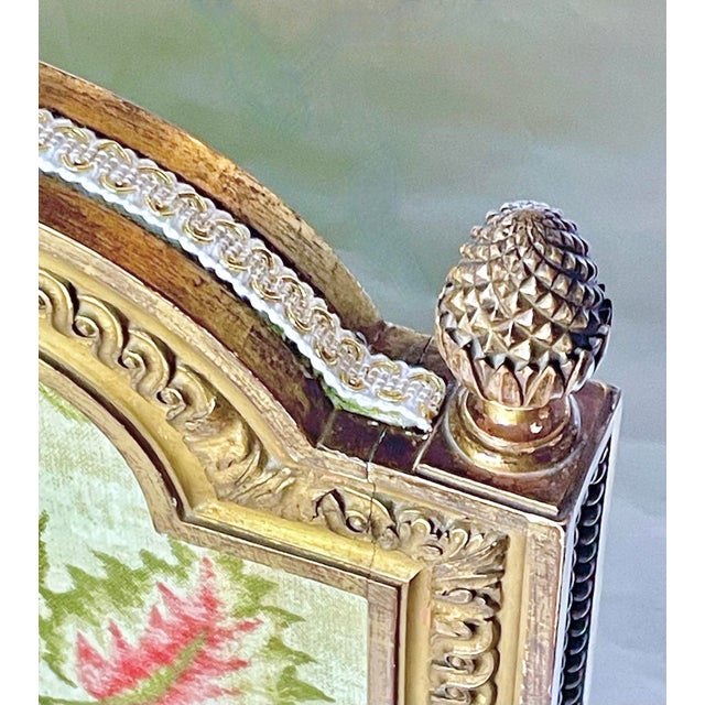Gold Antique Giltwood Floral &Velvet Fireplace Screen For Sale - Image 8 of 12