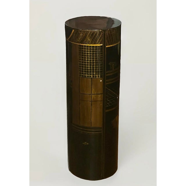 Vintage Chinese Black Lacquered Wood Pedestal For Sale - Image 4 of 9